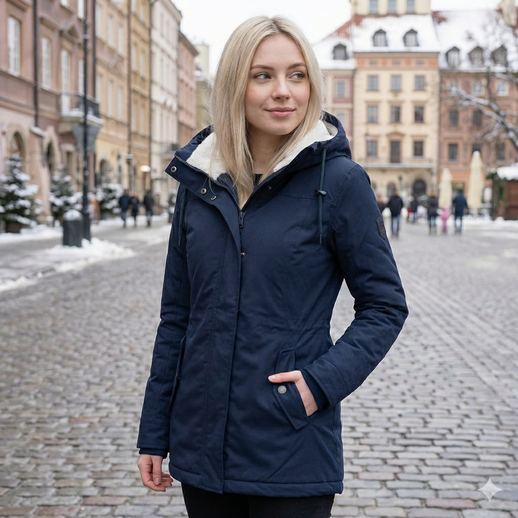 Magdalena – Długi Płaszcz Zimowy z Kapturem